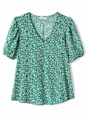 Solution Green Floral Blouse Size L